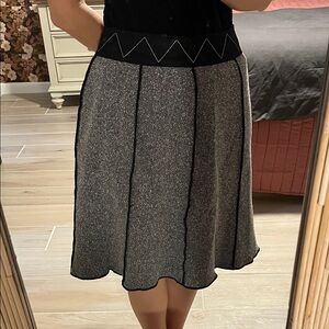 Sag Harbor Black and Silver A-Line Skirt
